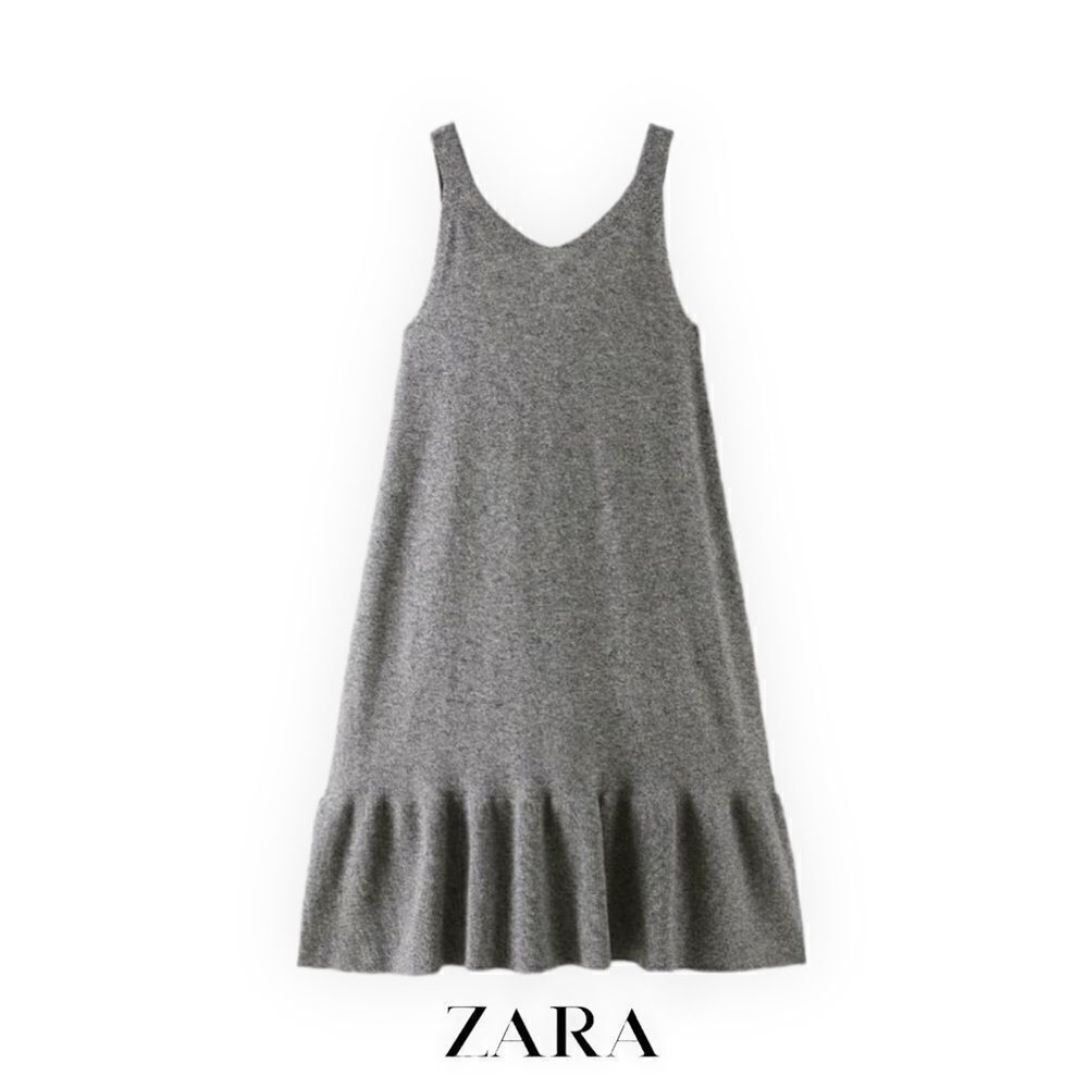 ZARA Kids | Charcoal Gray | RUFFLED KNIT DRESS